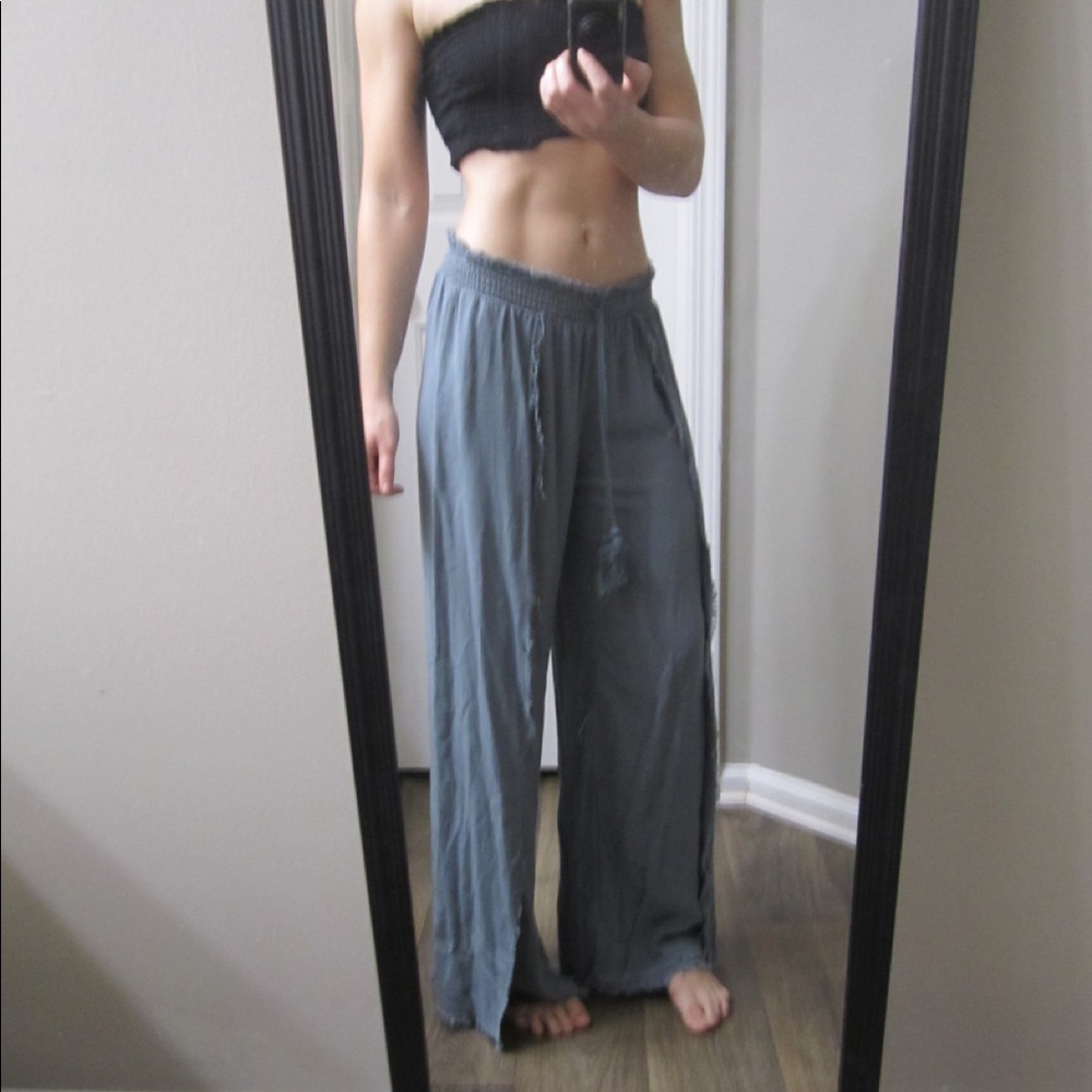 Muted sea foam boho pants